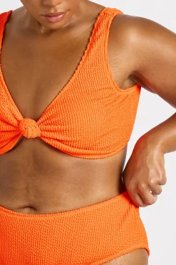 Bikini Grande Taille Haut Noué Plongeant Et Bas Taille Haute Effet Gaufré