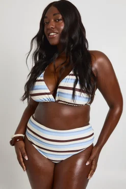 Bikini Grande Taille Rayé Haut Et Taille Haute
