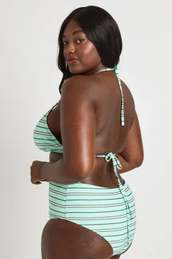 Bikini Grande Taille À Rayures Avec Haut Triangle Et Taille Haute