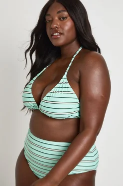 Bikini Grande Taille À Rayures Avec Haut Triangle Et Taille Haute