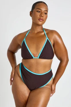 Bikini Grande Taille Triangle Contrasté & Taille Haute
