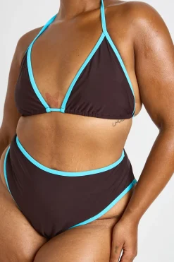 Bikini Grande Taille Triangle Contrasté & Taille Haute