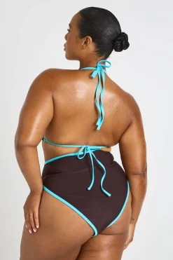 Bikini Grande Taille Triangle Contrasté & Taille Haute