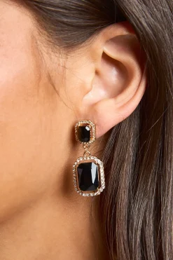 boohoo Black Stone Boucles d'oreilles pendantes carrées< Boucles D'Oreilles