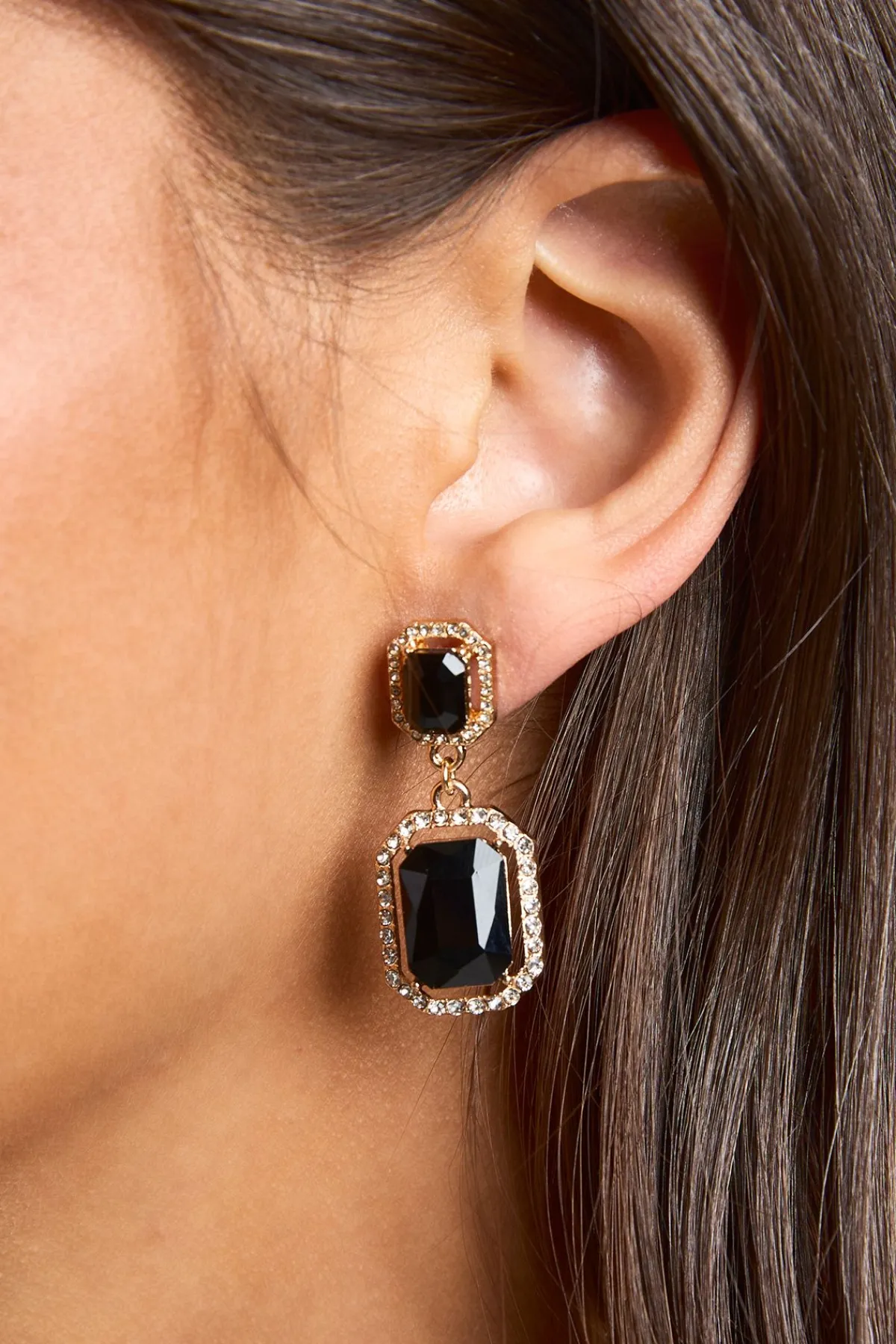 boohoo Black Stone Boucles d'oreilles pendantes carrées< Boucles D'Oreilles
