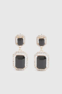 boohoo Black Stone Boucles d'oreilles pendantes carrées< Boucles D'Oreilles