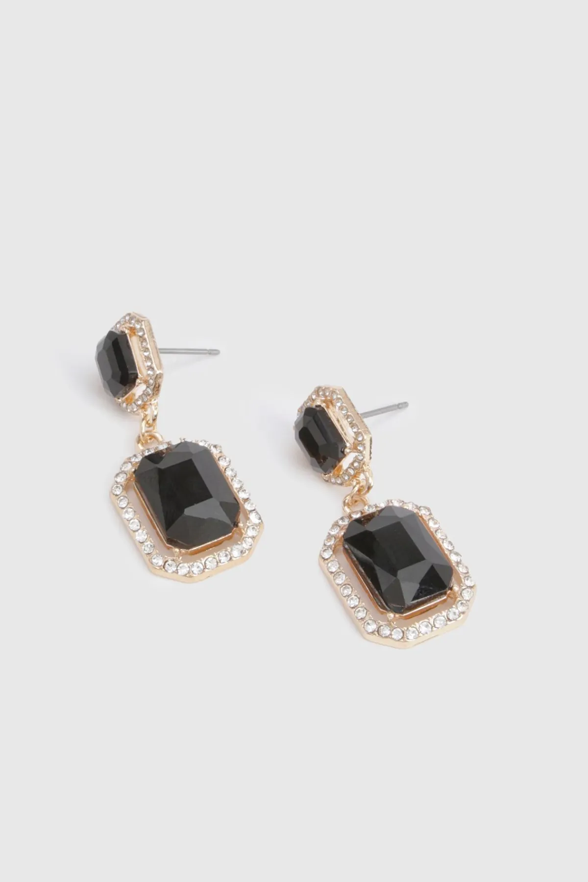 boohoo Black Stone Boucles d'oreilles pendantes carrées< Boucles D'Oreilles