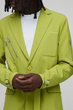 Blazer Ajusté Avec Détails Zippés Et Boucles