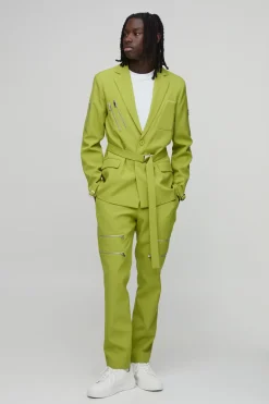 Blazer Ajusté Avec Détails Zippés Et Boucles