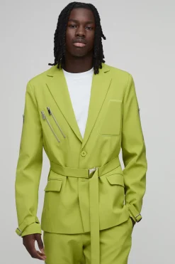Blazer Ajusté Avec Détails Zippés Et Boucles