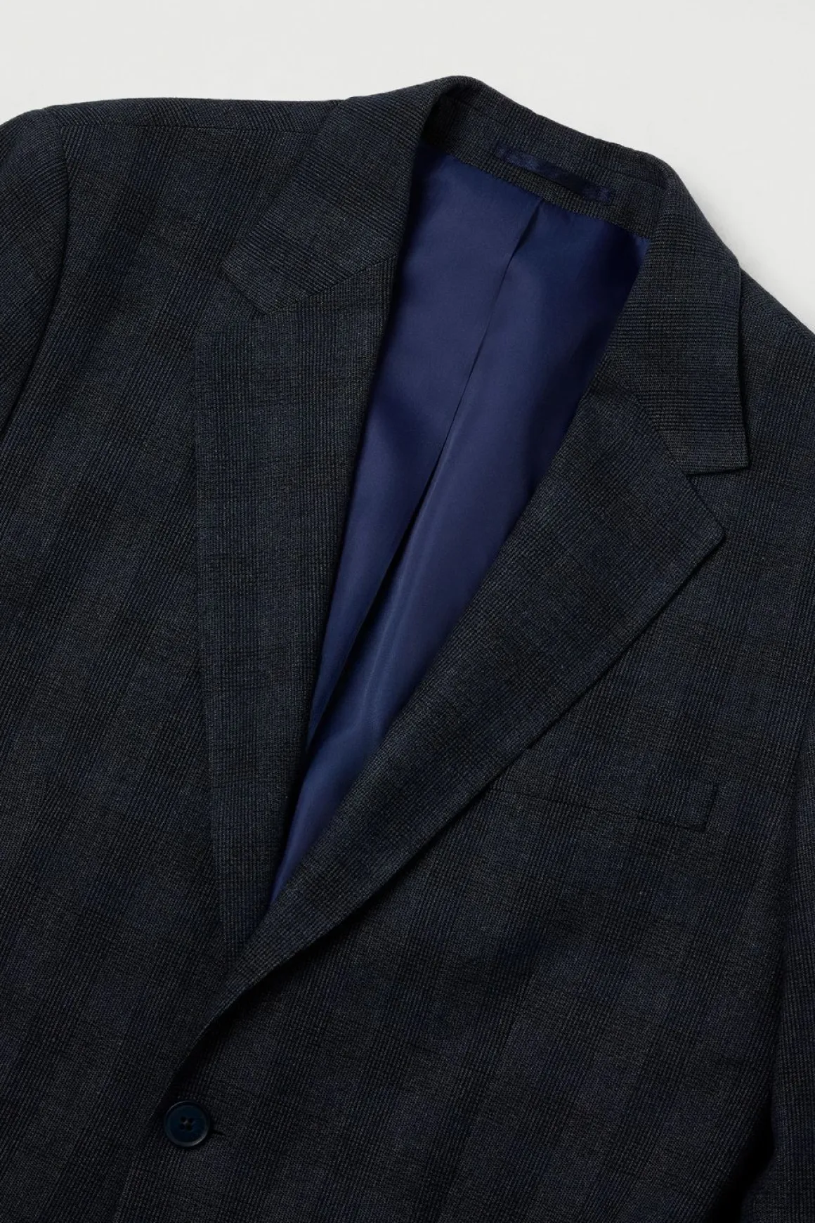 Blazer Ajusté À Carreaux Bleu Marine