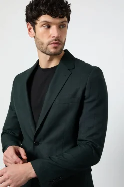 Blazer Ajusté À Carreaux Vert Foncé