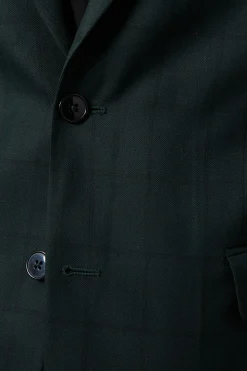Blazer Ajusté À Carreaux Vert Foncé