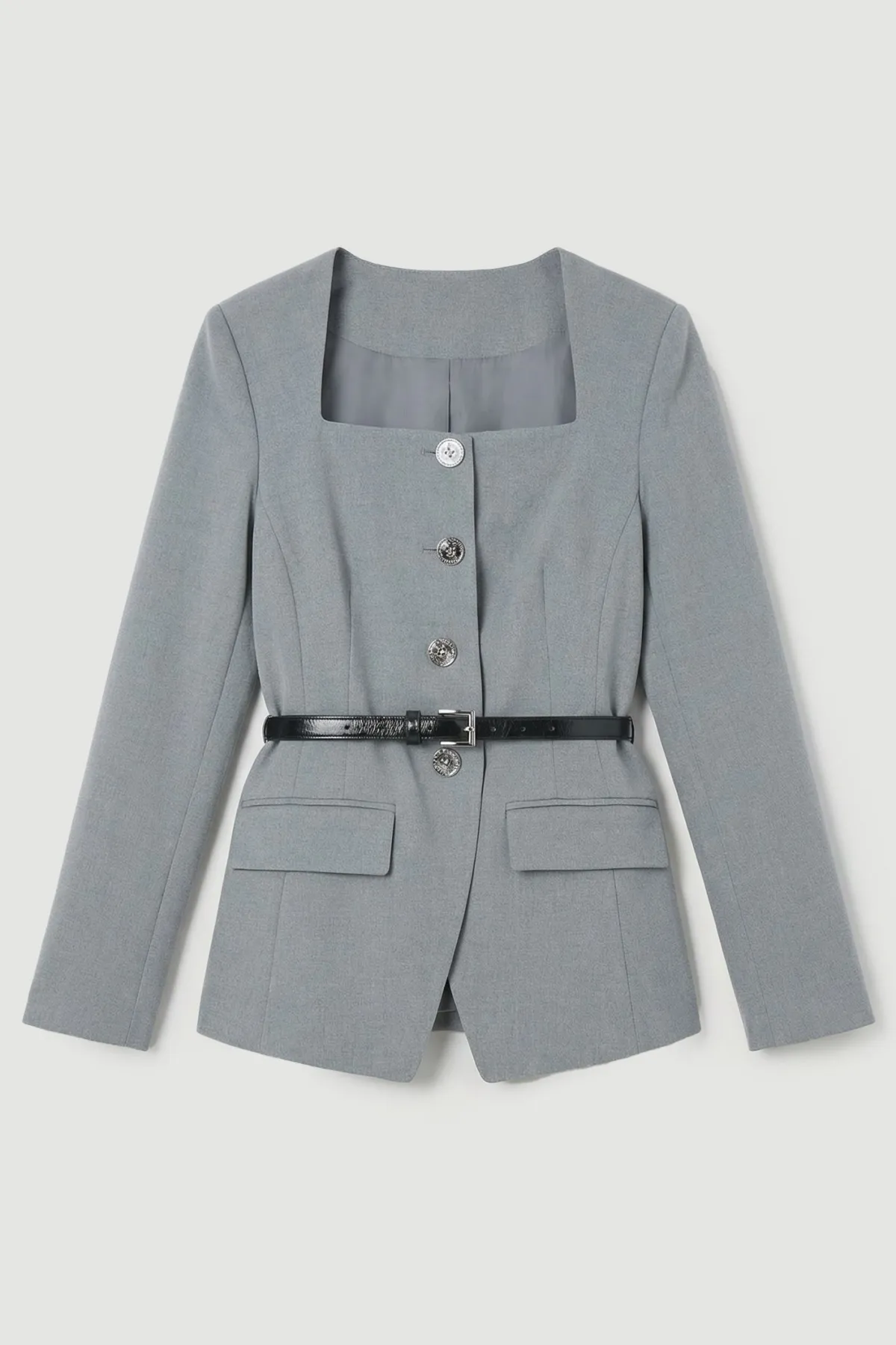 KarenMillen Blazer Ajusté Chiné à Col Carré avec Ceinture<Femme Tailleurs|Blazers