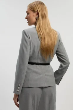 KarenMillen Blazer Ajusté Chiné à Col Carré avec Ceinture<Femme Tailleurs|Blazers