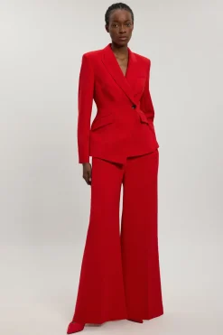 Blazer Ajusté Cintré En Viscose Compacte À Simple Boutonnage