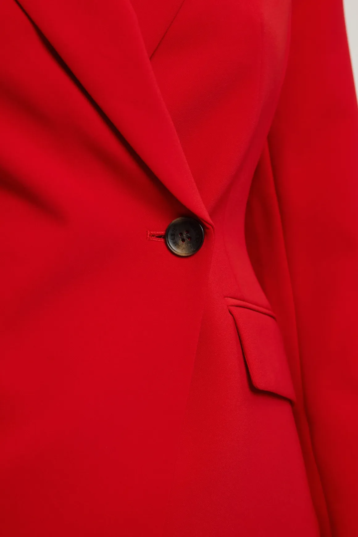 Blazer Ajusté Cintré En Viscose Compacte À Simple Boutonnage