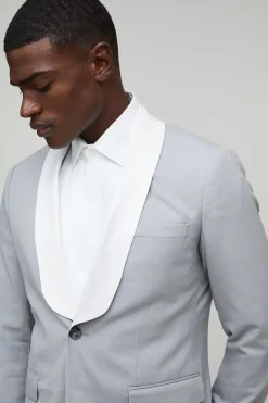 boohooMAN Blazer ajusté à col contrasté<Homme Costumes Et Tenues Formelles