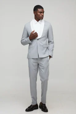 boohooMAN Blazer ajusté à col contrasté<Homme Costumes Et Tenues Formelles