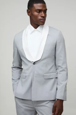 boohooMAN Blazer ajusté à col contrasté<Homme Costumes Et Tenues Formelles