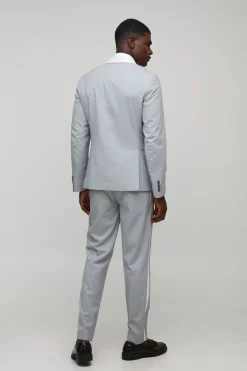 boohooMAN Blazer ajusté à col contrasté<Homme Costumes Et Tenues Formelles