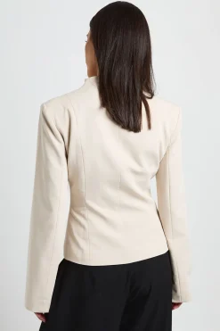 Blazer Ajusté Col Montant Avec Fermeture Boutonnée Et Fentes Aux Poignets