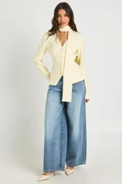 boohoo Blazer Ajusté À Col V Avec Foulard<Femme Tailleurs|Blazers