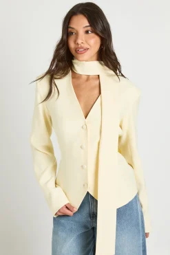 boohoo Blazer Ajusté À Col V Avec Foulard<Femme Tailleurs|Blazers