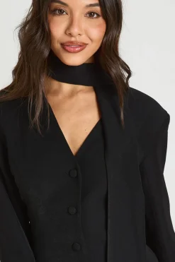 boohoo Blazer Ajusté Col V À Détail Foulard<Femme Blazers|Vestes & Manteaux