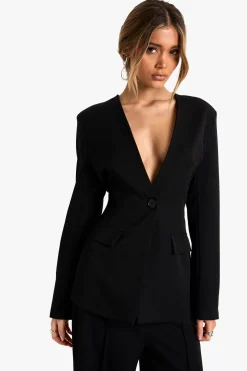 Blazer Ajusté À Décolleté Plongeant