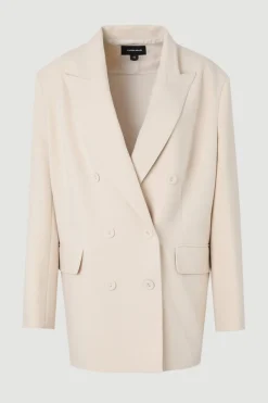 Blazer Ajusté À Double Boutonnage Avec Manches Froncées