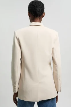 Blazer Ajusté À Double Boutonnage Avec Manches Froncées