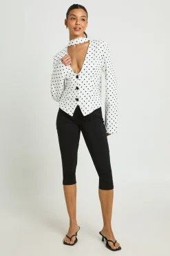 Blazer Ajusté À Détail Foulard À Pois