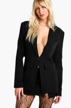 boohoo Blazer ajusté à encolure plongeante avant avec détails de couture<Femme Blazers|Vestes & Manteaux