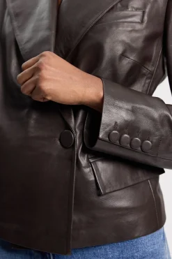 Blazer Ajusté En Cuir
