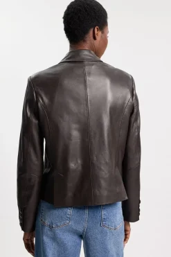 Blazer Ajusté En Cuir