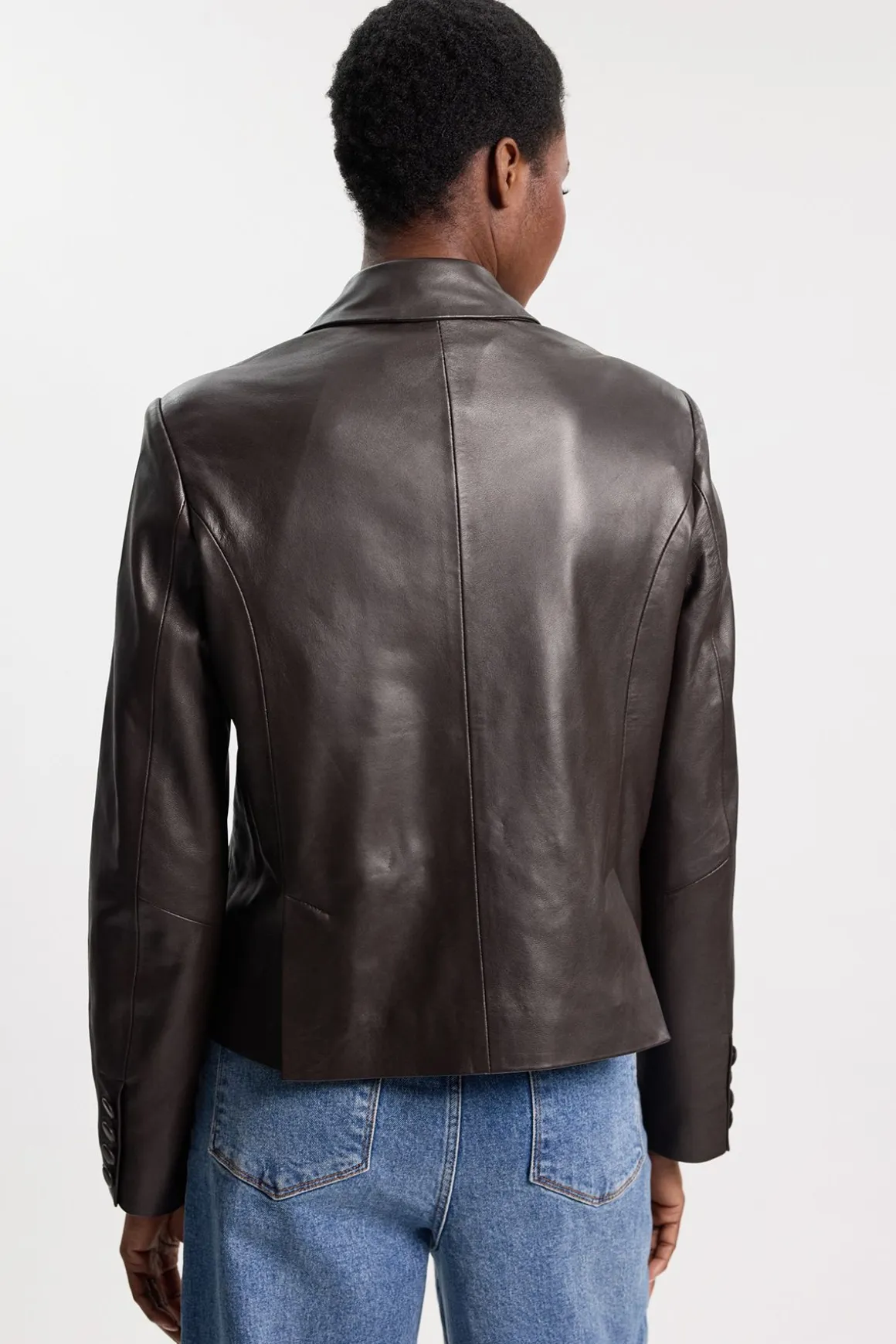 Blazer Ajusté En Cuir