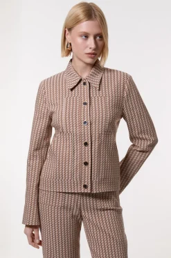 Blazer ajusté en jacquard à simple boutonnage