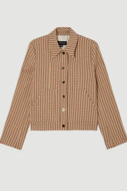 Blazer ajusté en jacquard à simple boutonnage