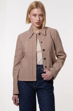 Blazer ajusté en jacquard à simple boutonnage