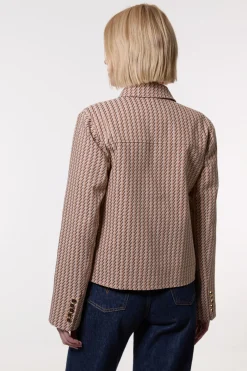 Blazer ajusté en jacquard à simple boutonnage