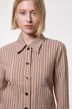 Blazer ajusté en jacquard à simple boutonnage