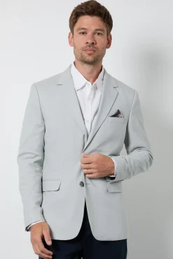Blazer Ajusté En Jersey Texturé Gris Clair