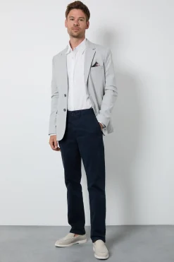 Blazer Ajusté En Jersey Texturé Gris Clair