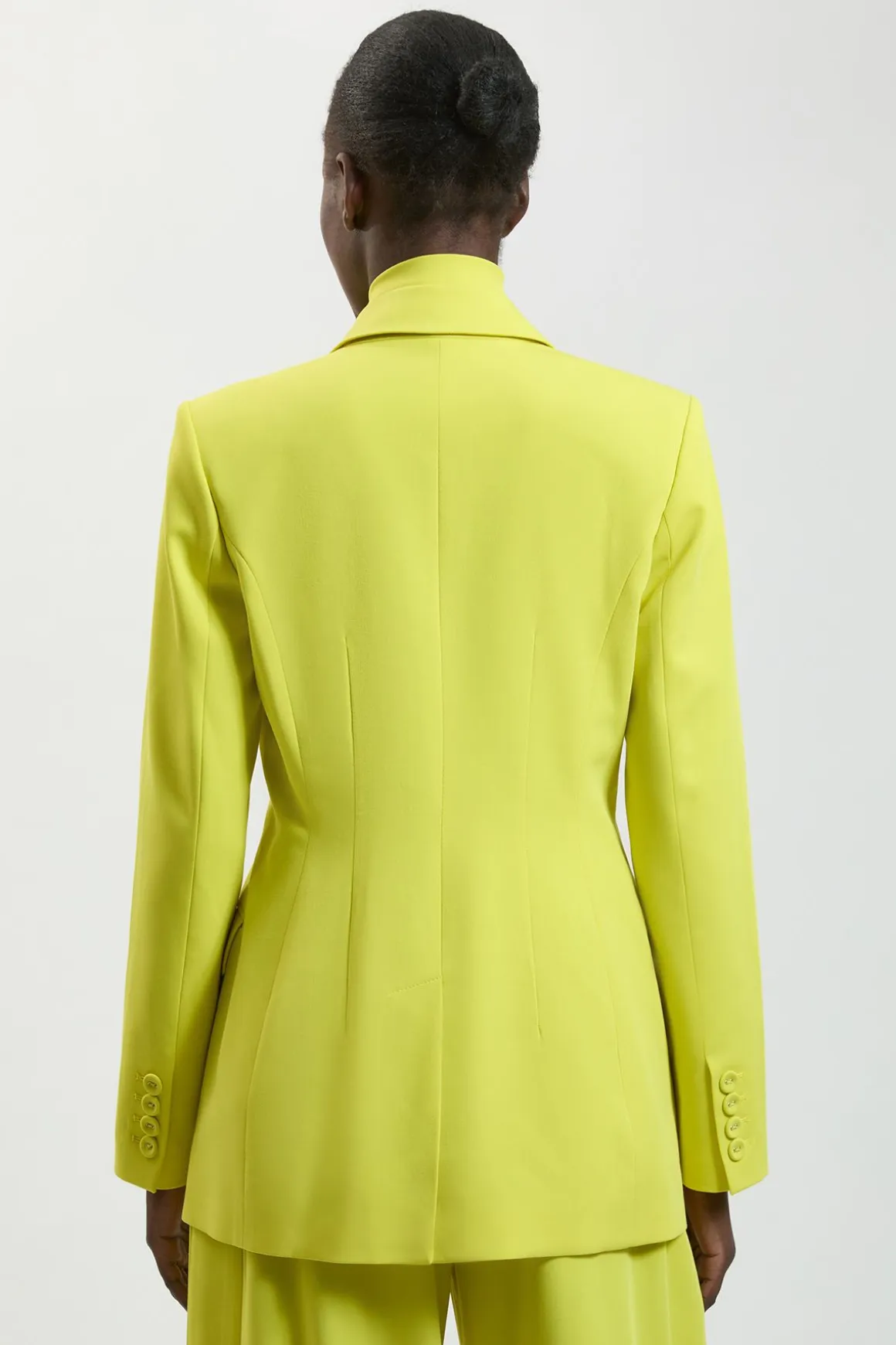 Blazer Ajusté En Viscose Compacte Avec Lien Au Col