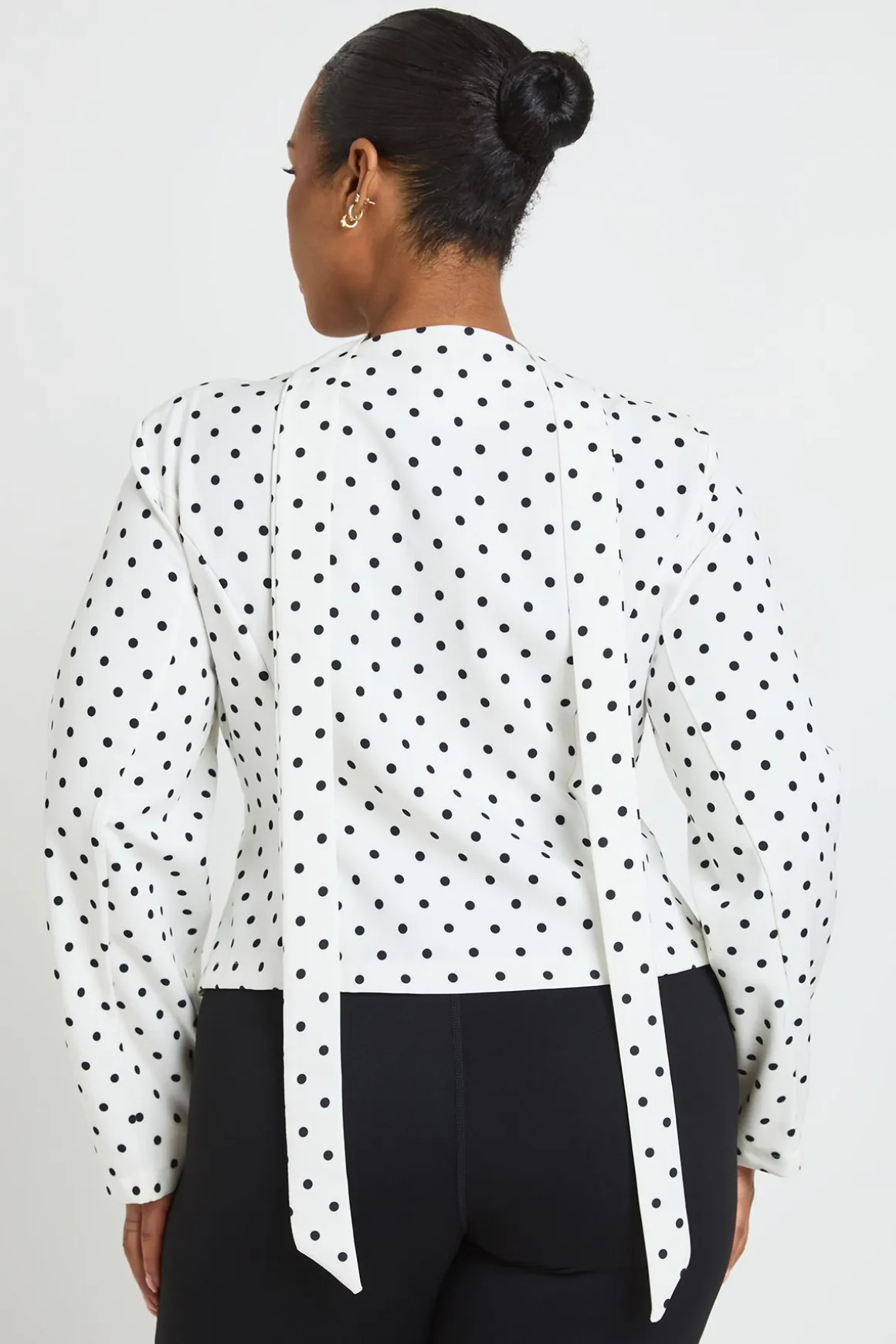 Blazer Ajusté Grande Taille À Détail Foulard Et Pois