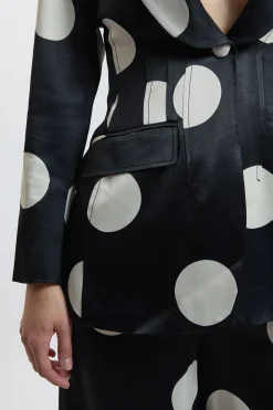 KarenMillen Blazer Ajusté Petite En Satin Viscose À Pois<Femme Tailleurs|Pois