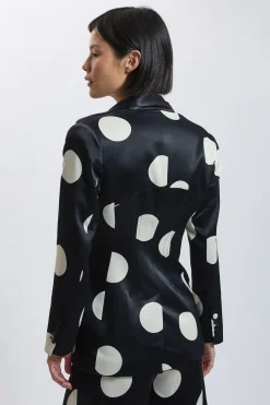 KarenMillen Blazer Ajusté Petite En Satin Viscose À Pois<Femme Tailleurs|Pois