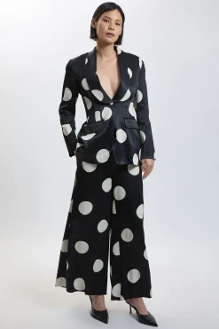 KarenMillen Blazer Ajusté Petite En Satin Viscose À Pois<Femme Tailleurs|Pois