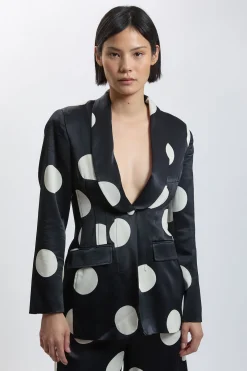 KarenMillen Blazer Ajusté Petite En Satin Viscose À Pois<Femme Tailleurs|Pois